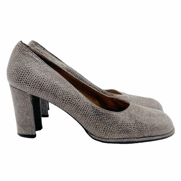 Vintage Stuart Weitzman Taupe Smoke Leather Iguana Print Pumps Women’s Size 6.5 - Picture 7 of 13